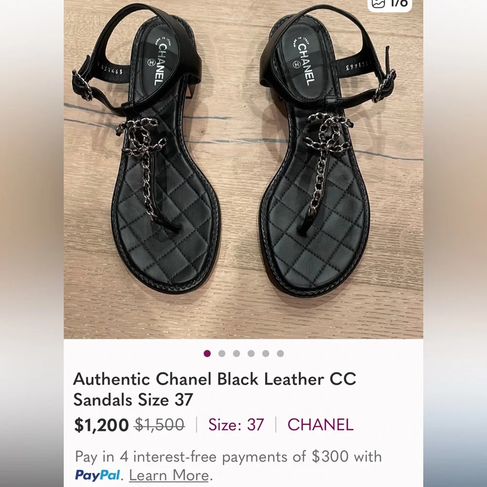 RARE BLUE ❤️CHANEL LOGO Sandals GOLD Chain Accent